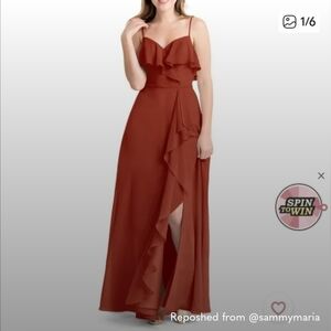 🌷💚ALTERED Azazie Tami Rust Chiffon Dress